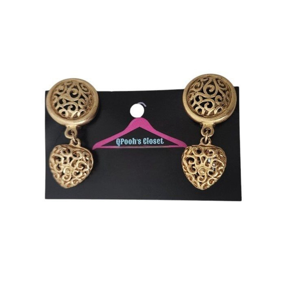 Jewelry - Vintage Heart Clip-On Small Door Knocker Earrings